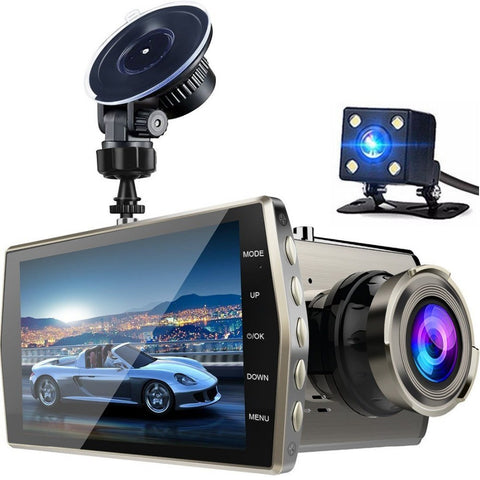 4 Inch Large Screen Car Driving Recorder HD 1080p Night Vision Front And Rear Dual Lens