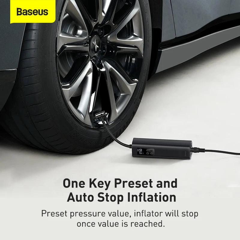 Baseus Car Inflator Portable Air Compressor Pump For Electric Motorcycle Bicycle Car Tyre Inflator Digital Display Compressors - Inflatable Pump
