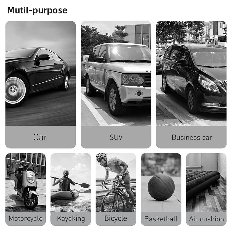 Baseus Portable Inflator Pump Car Air Compressor Smart Digital Tire Pressure Detection Auto Tire Pump For Car Bike Motorcycle - Inflatable Pump