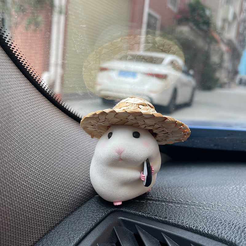 Car accessories eating hamster car ornaments