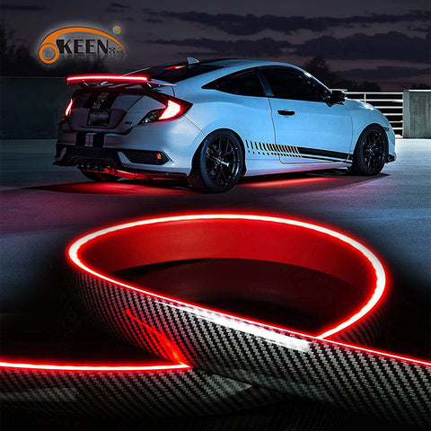 OKEEN's New Carbon Fiber Taillights Car Modification Universal Through Taillights LED Streamer Steering High Brake Lights
