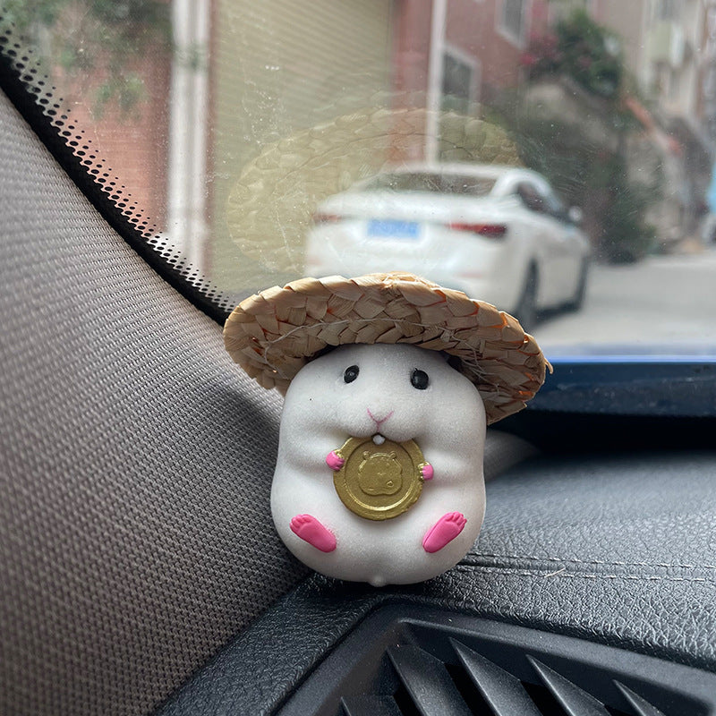 Car accessories eating hamster car ornaments