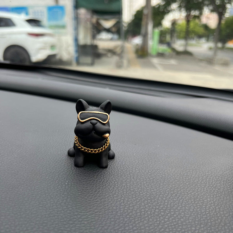 Car Ornaments Doll Cartoon Cute Bulldog Car Accessories Creative Center Console Decoration
