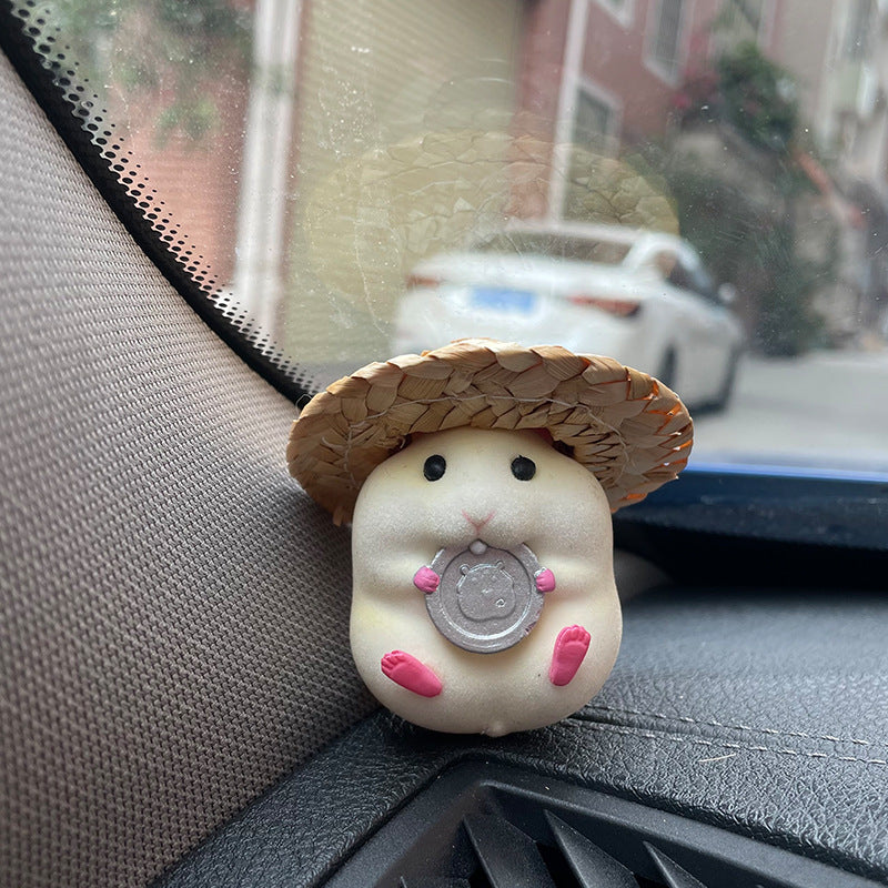 Car accessories eating hamster car ornaments